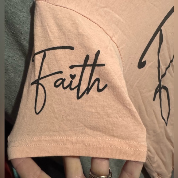 Light Peach color says Faith on the front and a saying on the back! 💕 - Picture 2 of 4